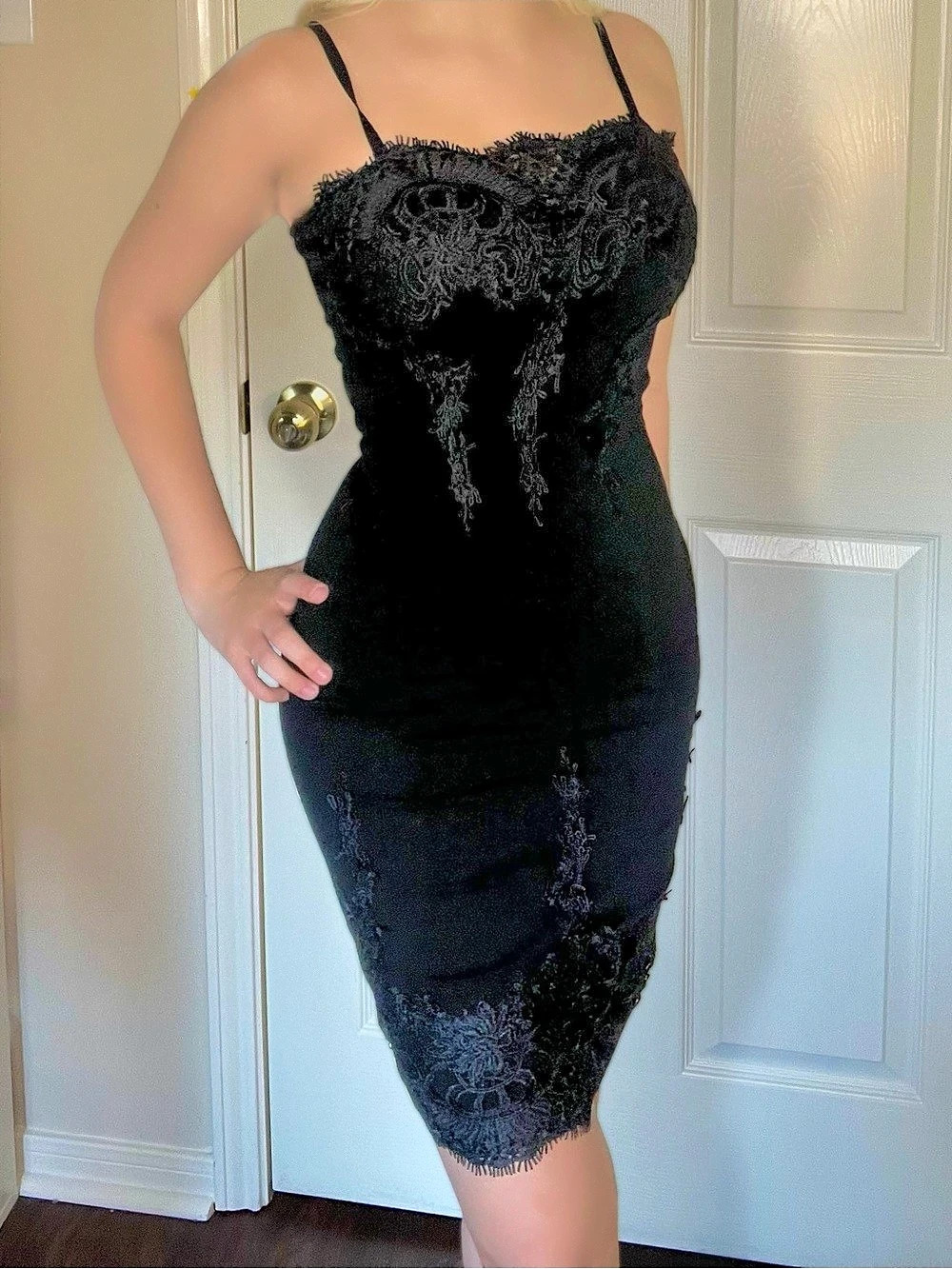 Black Lace Midi Dress Like New